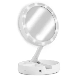 Home led vanity mirror – dual sided 10x magnifying makeup and shaving mirror, adjustable e portable